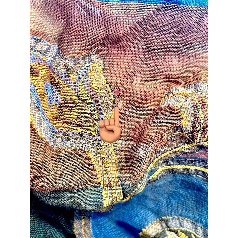 Soft Surroundings 100% Wool Open Kimono Cardigan Paisley Boho One Size Topper - Picture 10 of 10